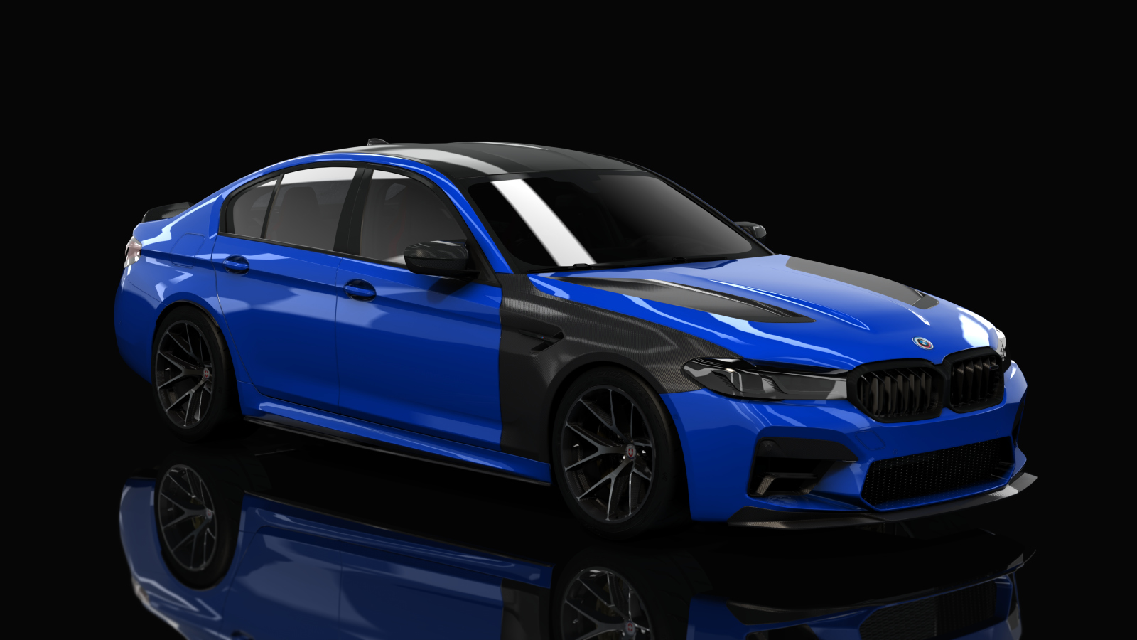 BMW M5 CS F90 Tuned, skin 07_Marina Bay Blue Metallic Black Accents