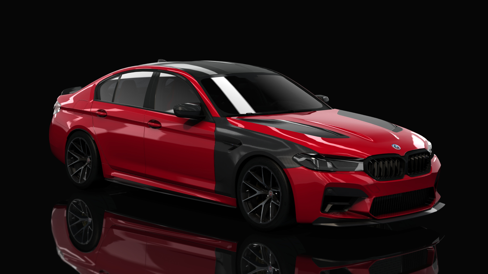 BMW M5 CS F90 Tuned, skin 09_Aventurin Red Metallic Black Accents