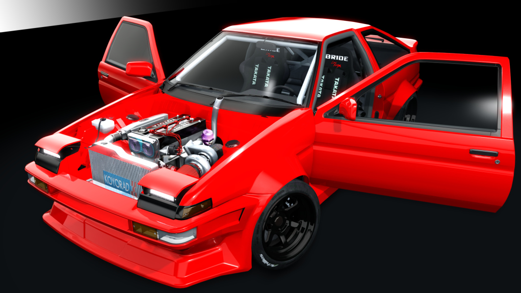 4AGE TURBO Kas1 Toyota AE86 ATDT, skin RED