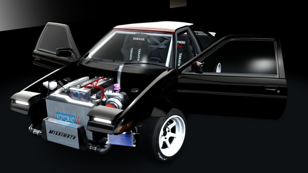 4AGE TURBO Kas1 Toyota AE86 ATDT, skin black