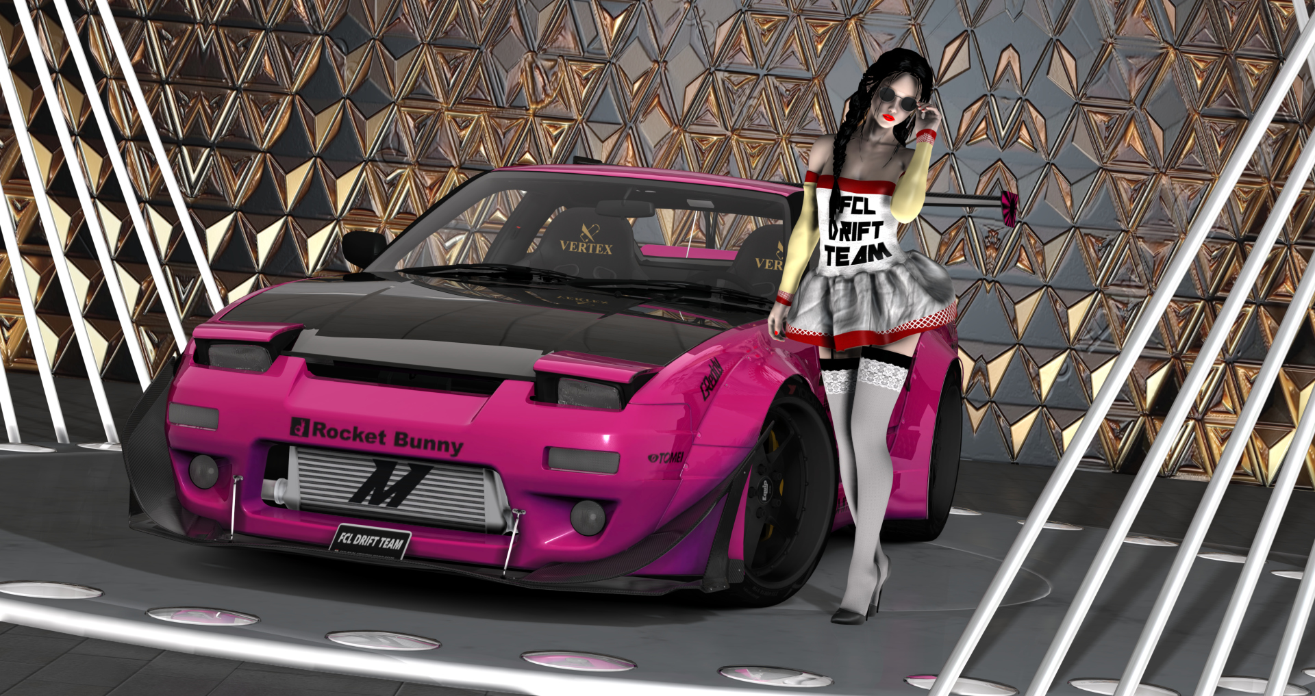 FCL-PACK_NISSAN S13 PANDEM, skin Ito's S13 pink