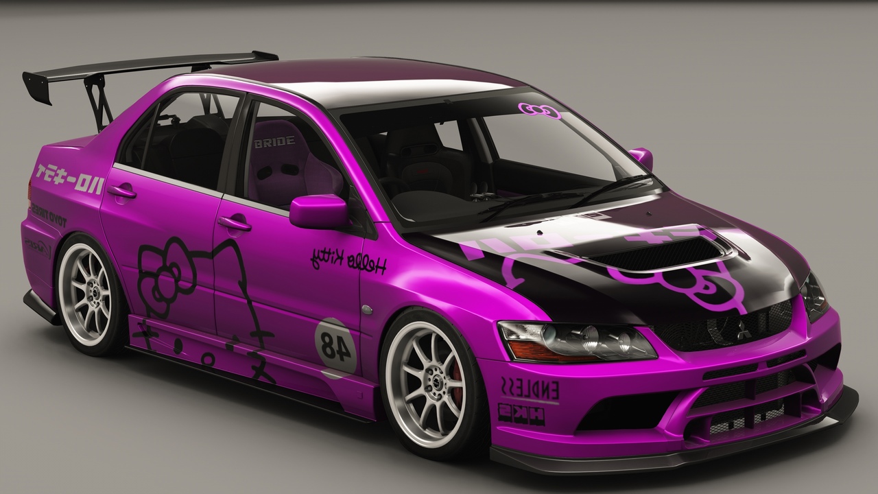 YG Mitsubishi Lancer Evolution 9 Varis, skin Hello Kitty